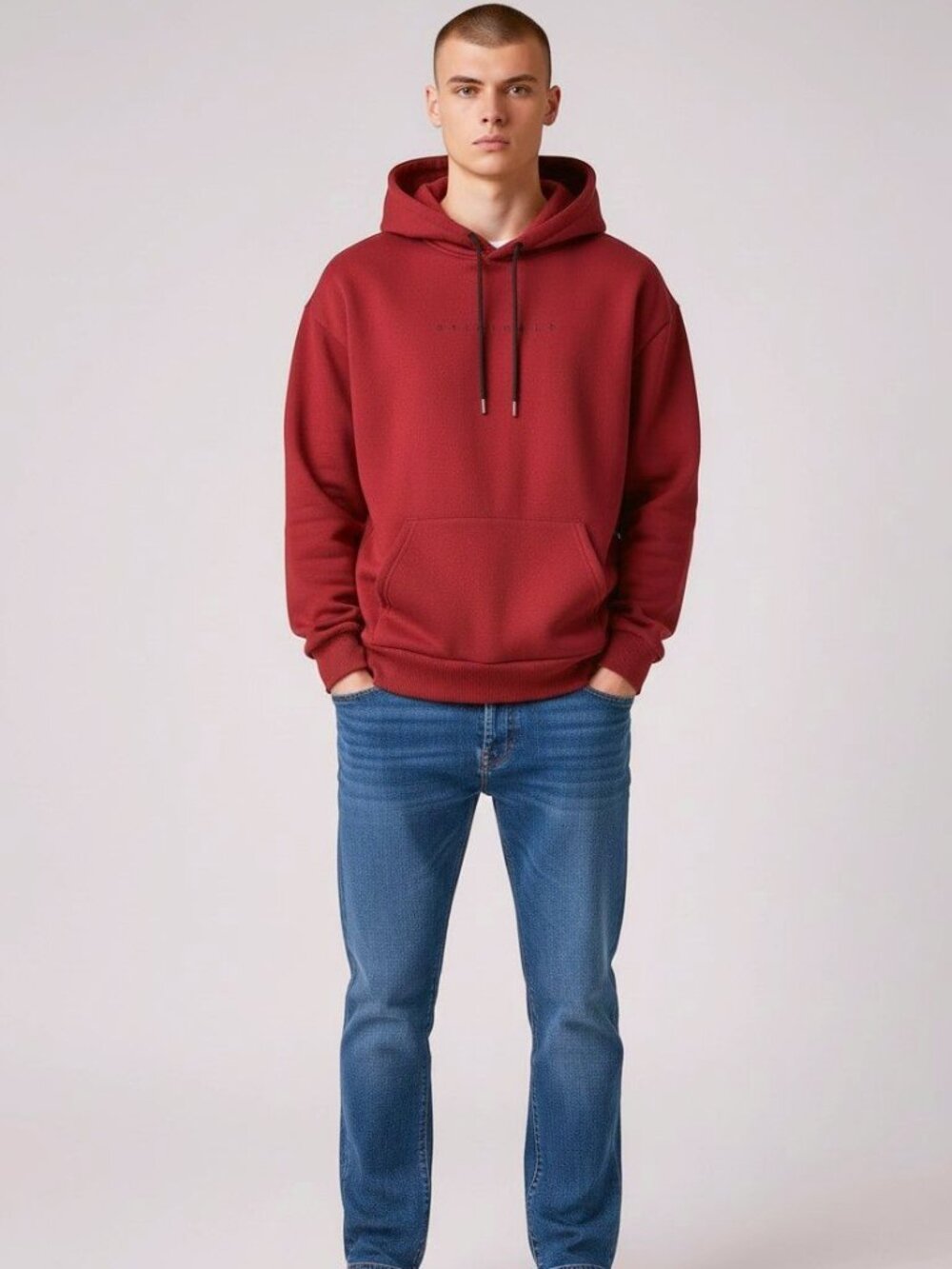 Manfinity Pullover hoodie by Shein Originals, Red w/ pouch pockets, size XXL